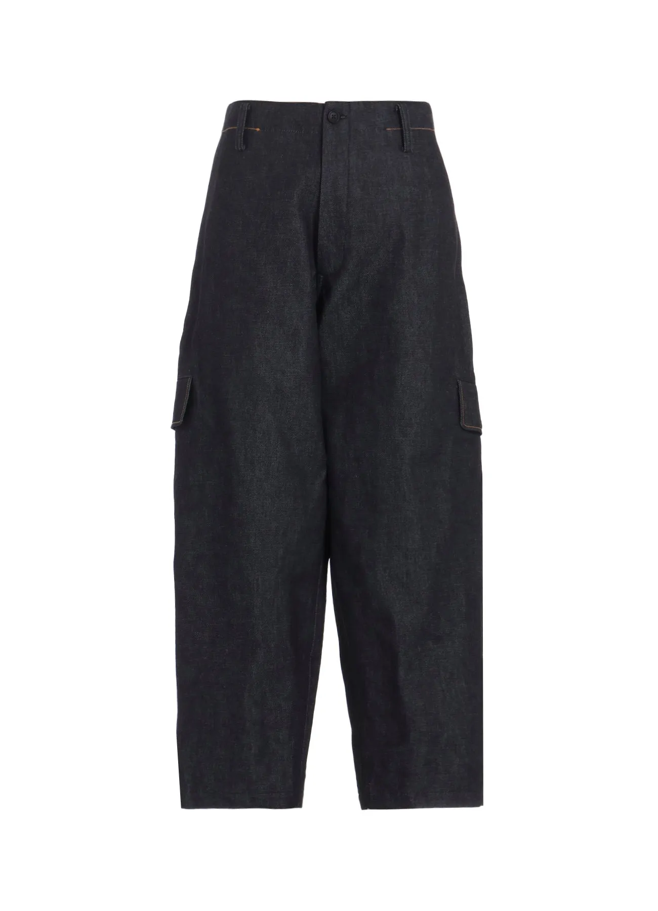 13oz UNEVEN YARN DENIM TUCK PANTS WITH COLOR COMBI STITCH