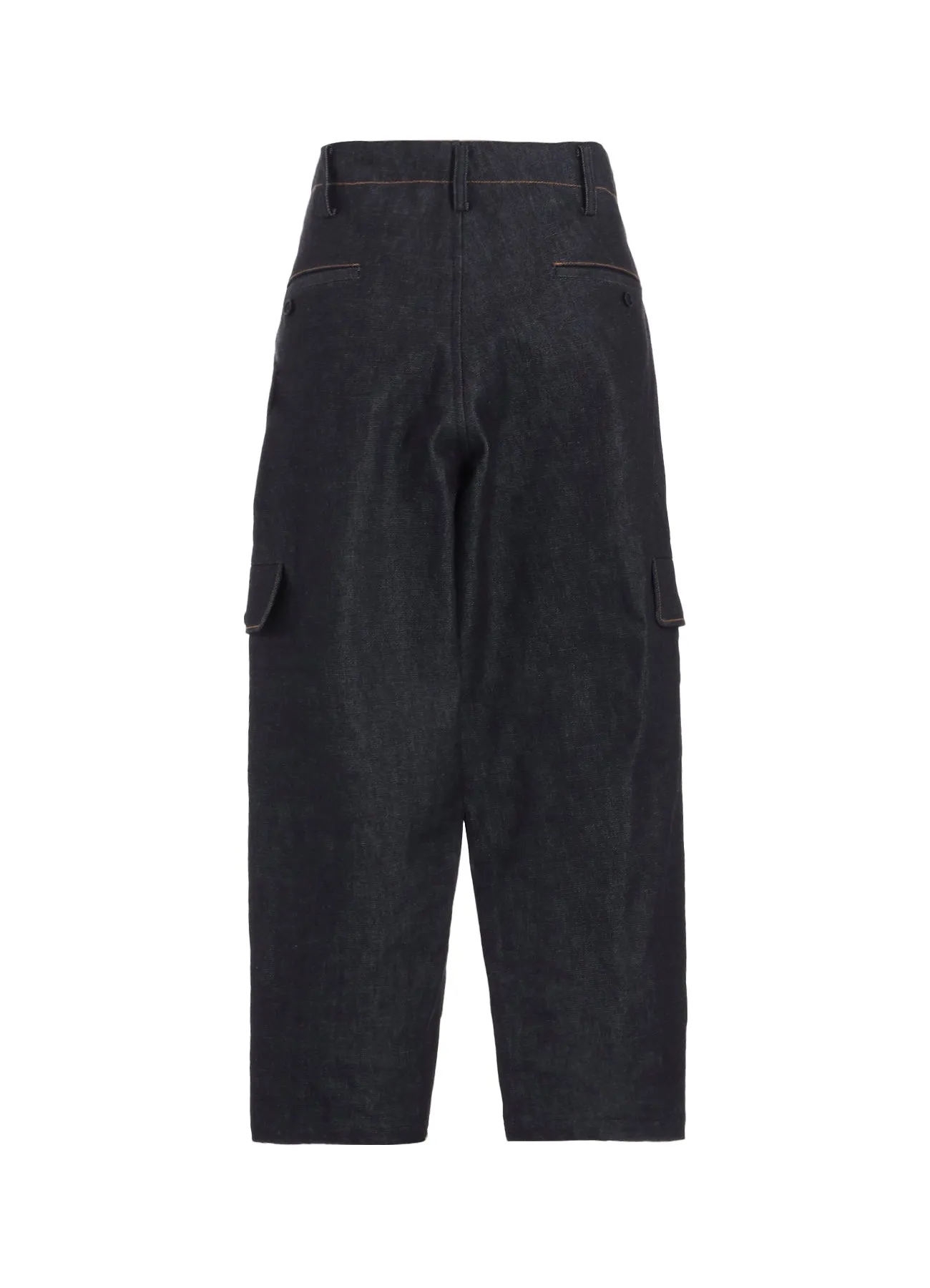 13oz UNEVEN YARN DENIM TUCK PANTS WITH COLOR COMBI STITCH