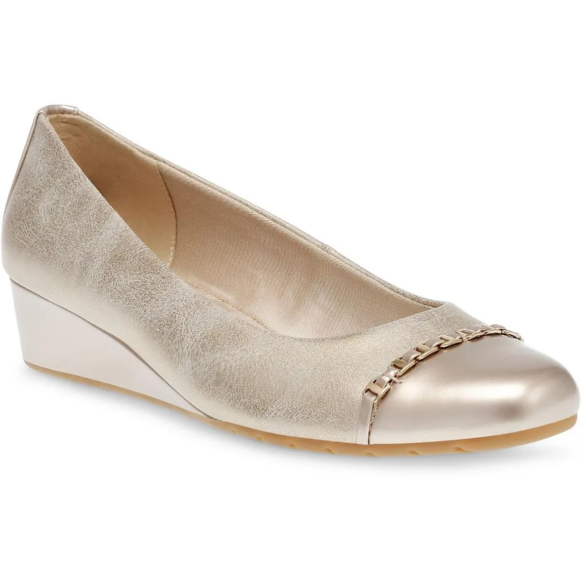 Anne Klein Womens Maysel Leather Slip On Ballet Flats