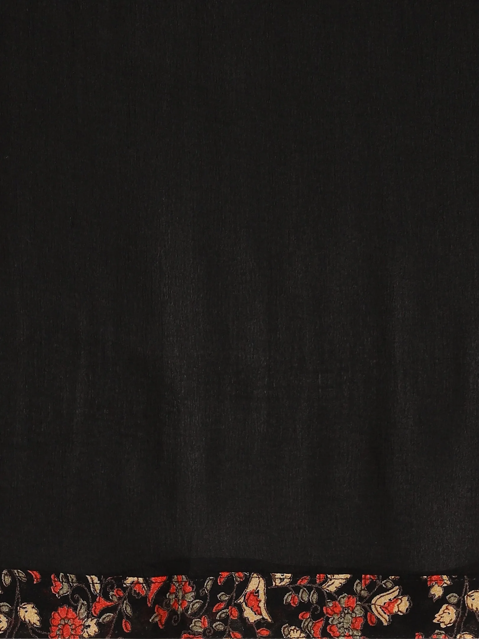 Black Floral-Printed Straight Kurta with Palazzo Set