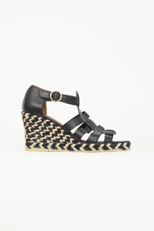 Black Strappy Espadrilles Wedge