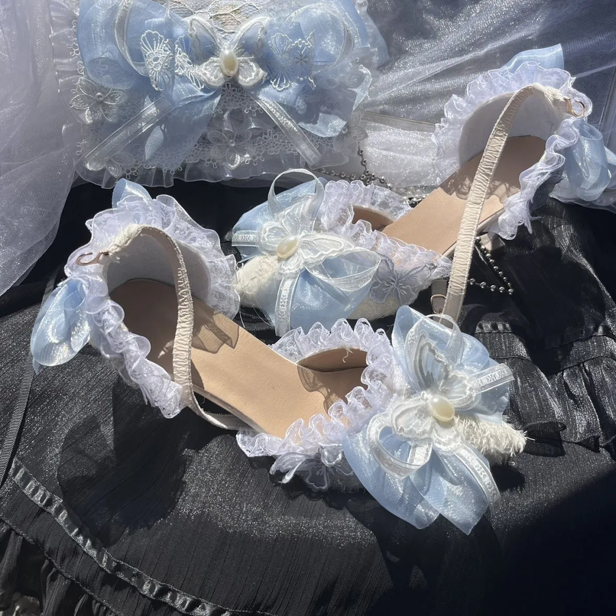 Blue Lolita shoes Lolita shoes elegant sweet cla series high heels