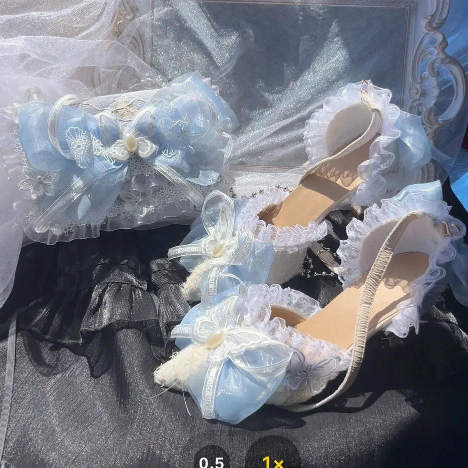Blue Lolita shoes Lolita shoes elegant sweet cla series high heels