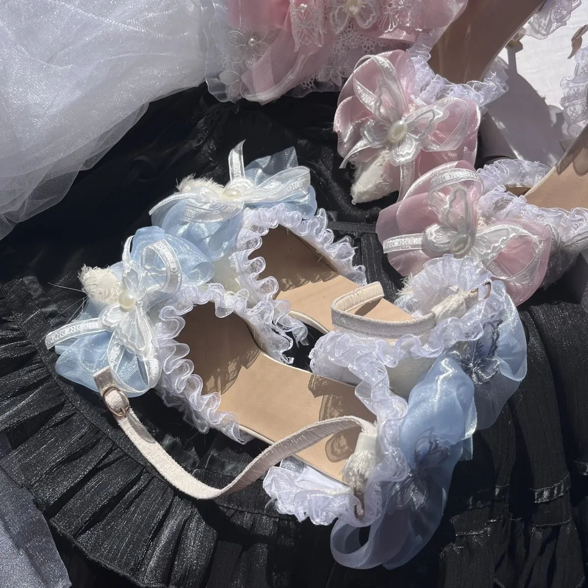Blue Lolita shoes Lolita shoes elegant sweet cla series high heels