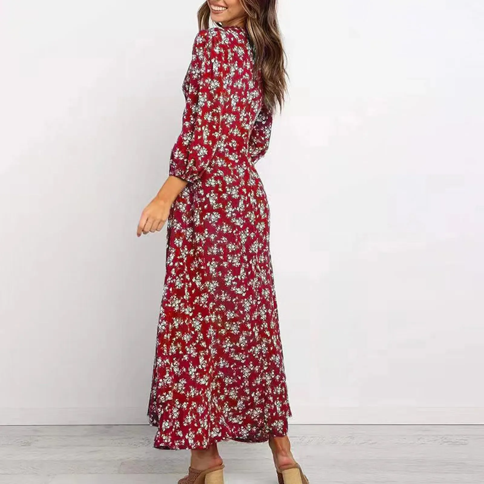 Chloe  Button Front Floral Midi Dress