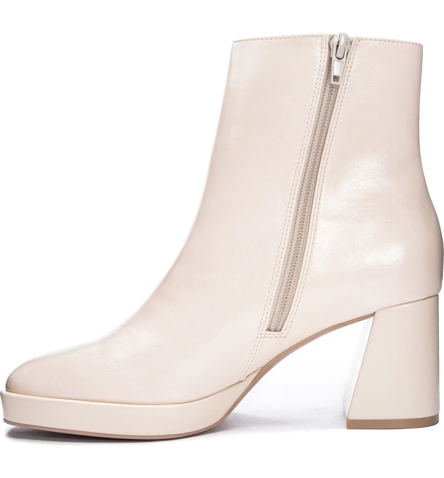 Cream Blocked Heel Dodger Bootie