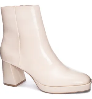 Cream Blocked Heel Dodger Bootie
