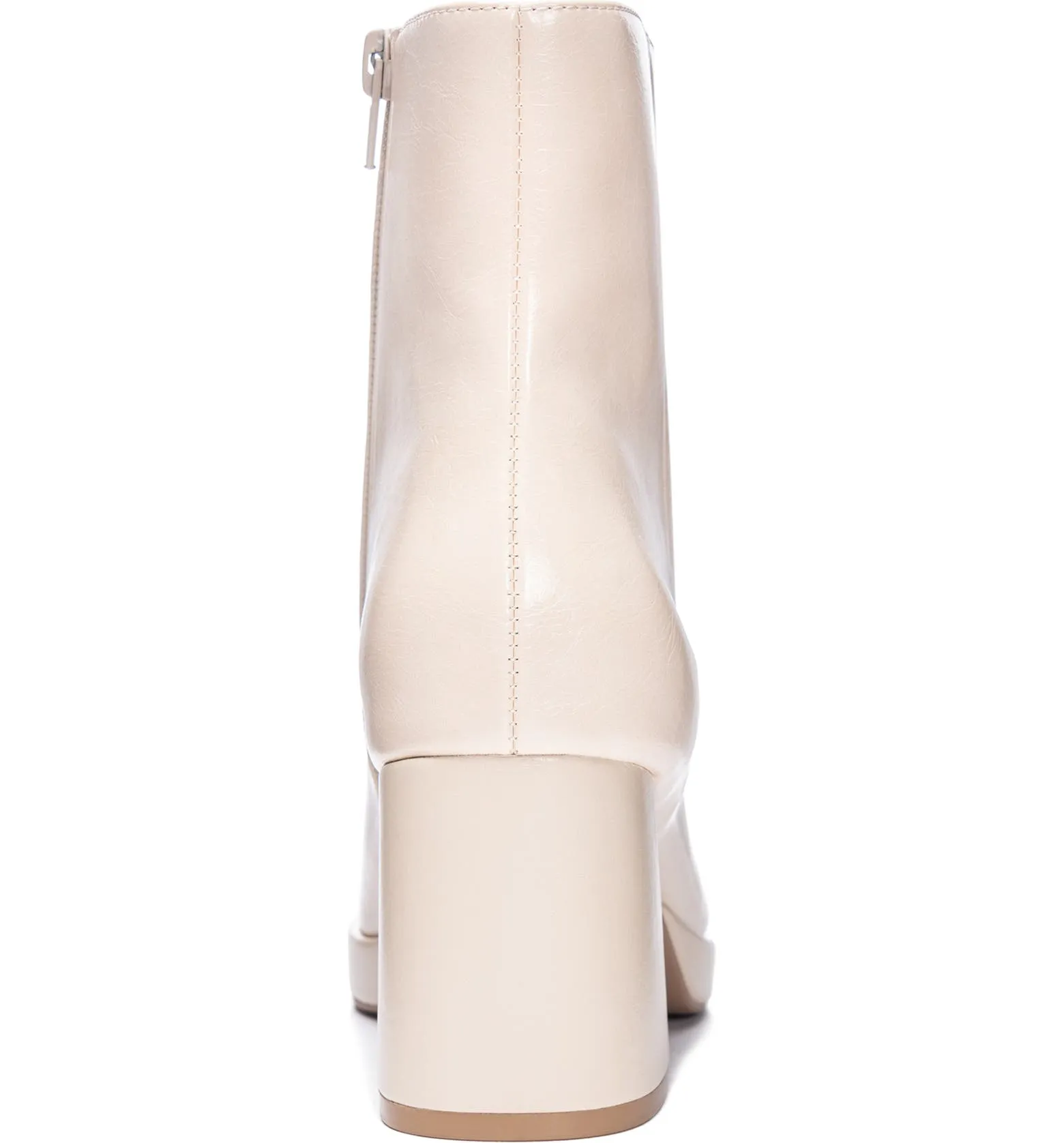 Cream Blocked Heel Dodger Bootie