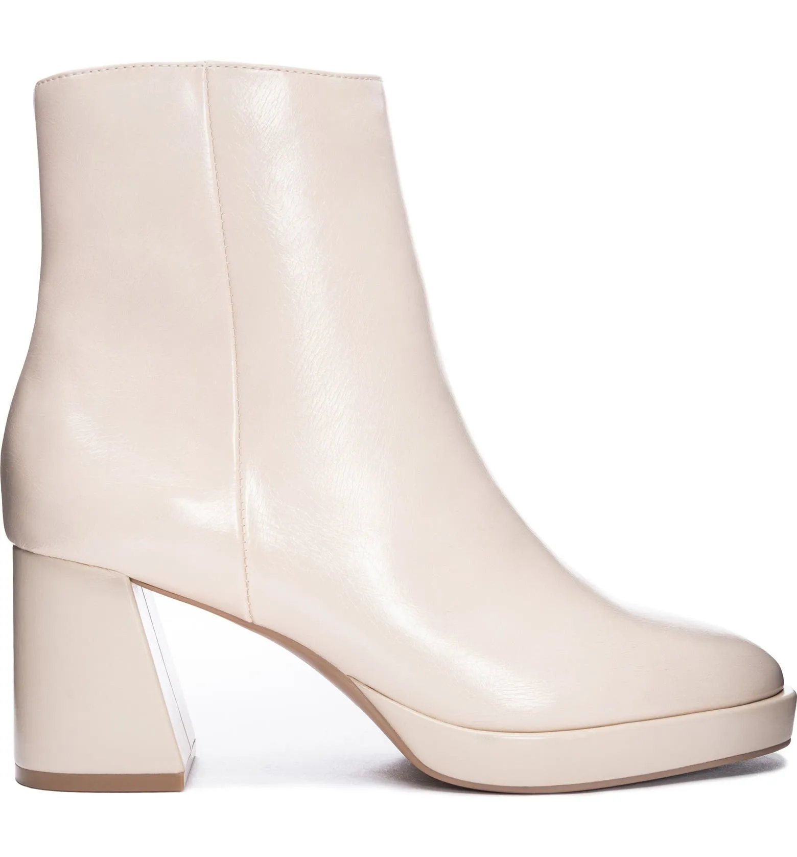 Cream Blocked Heel Dodger Bootie