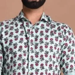 Light Green Booti Printed Shirt