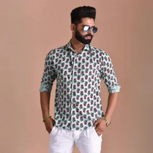 Light Green Booti Printed Shirt