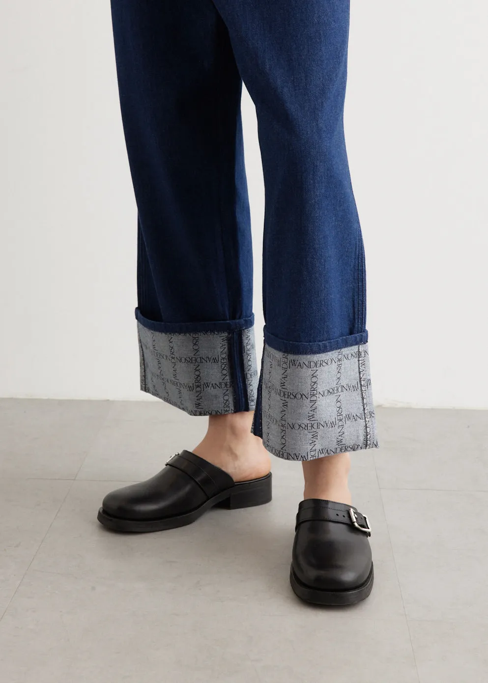 Logo Grid Turn Up Workwear Jeans