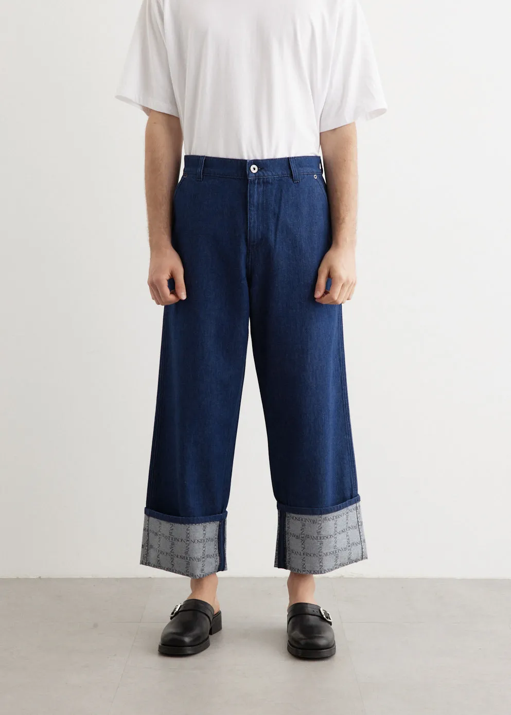 Logo Grid Turn Up Workwear Jeans