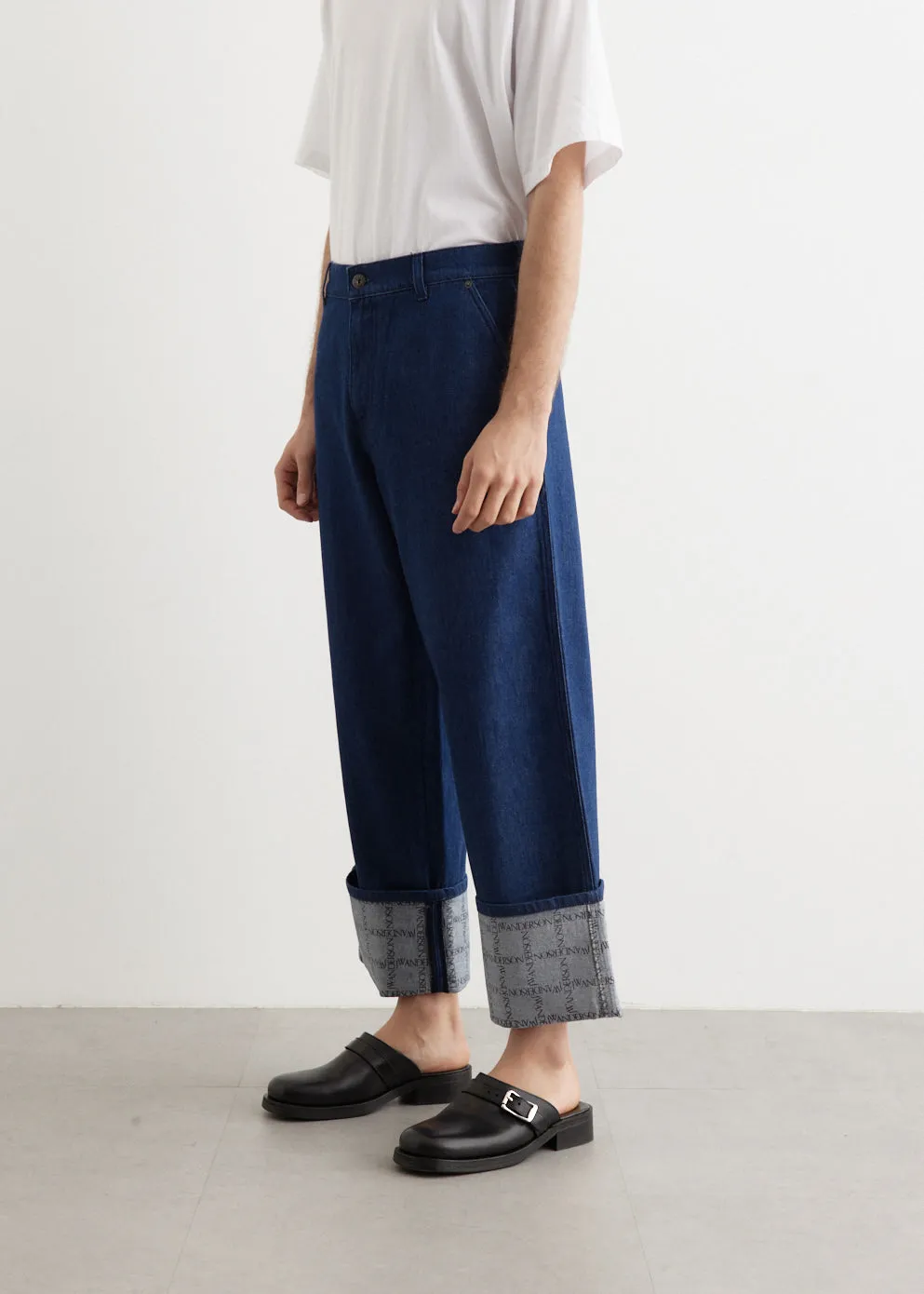 Logo Grid Turn Up Workwear Jeans