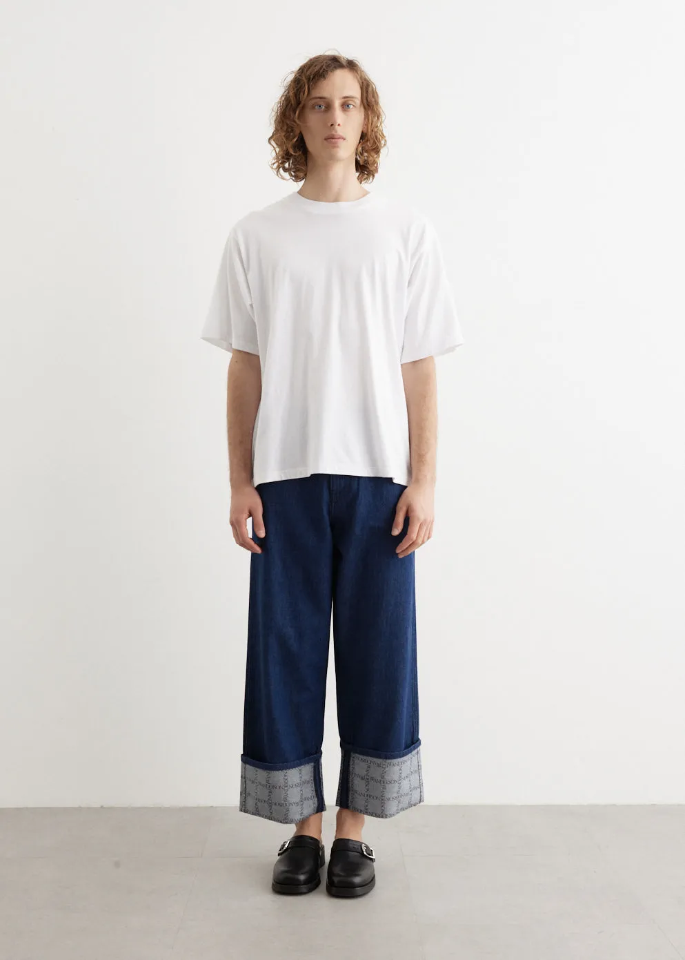 Logo Grid Turn Up Workwear Jeans