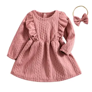 Long Sleeve Cable Knit Toddler Dress
