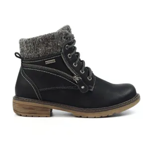 Lunar GLB090 Benson III Ladies Black Waterproof Zip & Lace Ankle Boots