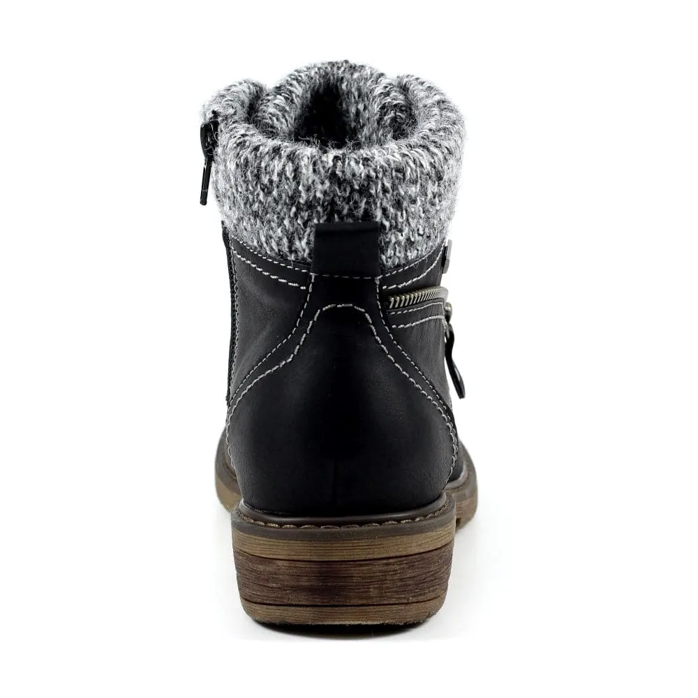 Lunar GLB090 Benson III Ladies Black Waterproof Zip & Lace Ankle Boots