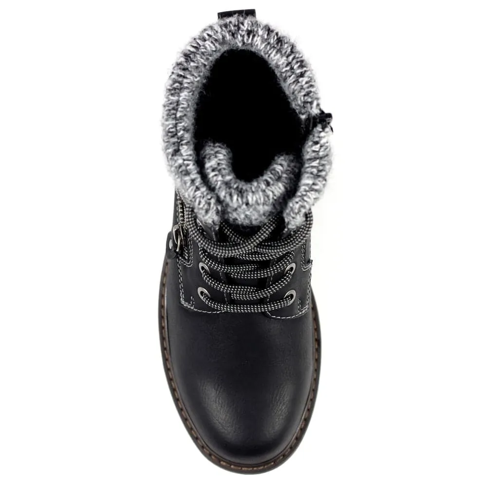 Lunar GLB090 Benson III Ladies Black Waterproof Zip & Lace Ankle Boots