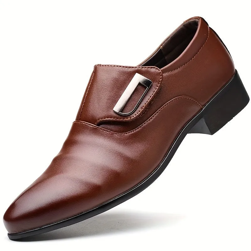 Mens PU Leather Solid Color Slip-On Loafers - Anti-Slip, Breathable, Comfortable EVA Insole, PVC Sole - Perfect for Business, Office, Street Wear in Fall, Spring, Summer, Winter