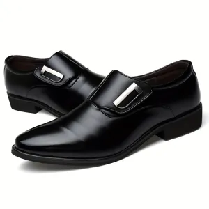 Mens PU Leather Solid Color Slip-On Loafers - Anti-Slip, Breathable, Comfortable EVA Insole, PVC Sole - Perfect for Business, Office, Street Wear in Fall, Spring, Summer, Winter