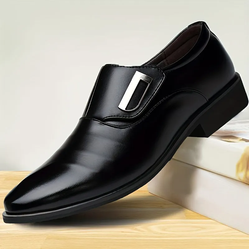 Mens PU Leather Solid Color Slip-On Loafers - Anti-Slip, Breathable, Comfortable EVA Insole, PVC Sole - Perfect for Business, Office, Street Wear in Fall, Spring, Summer, Winter