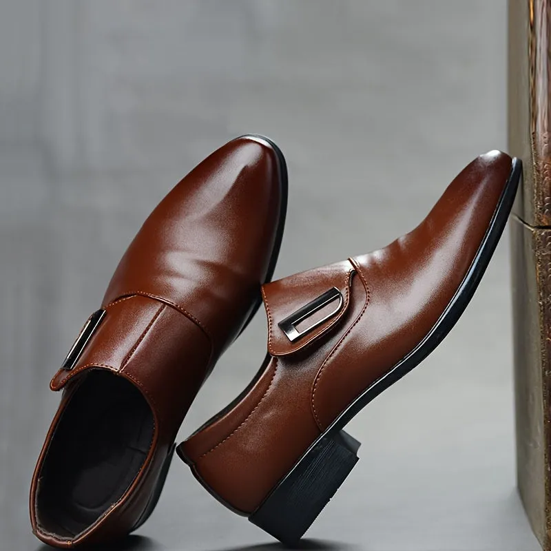 Mens PU Leather Solid Color Slip-On Loafers - Anti-Slip, Breathable, Comfortable EVA Insole, PVC Sole - Perfect for Business, Office, Street Wear in Fall, Spring, Summer, Winter