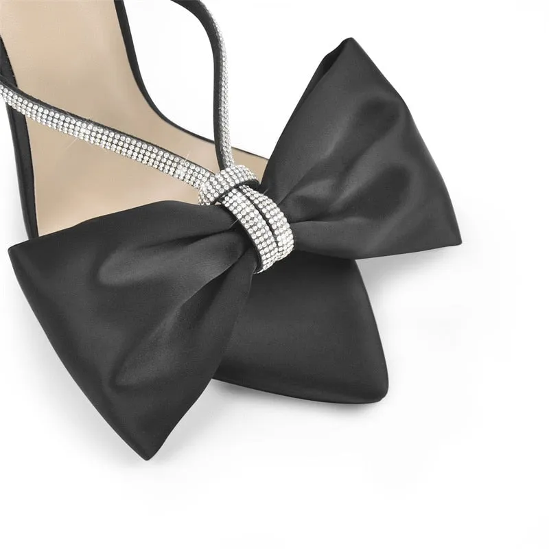 Pointed Toe Crystal Butterfly Slip on Sandals