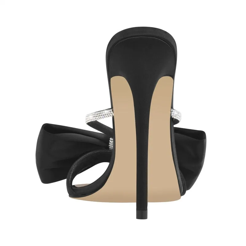 Pointed Toe Crystal Butterfly Slip on Sandals