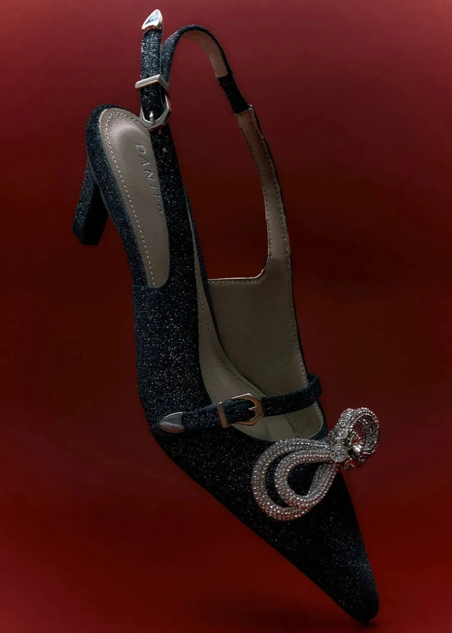 SHAY SUEDE SPARKLE PUMPS | RAVEN