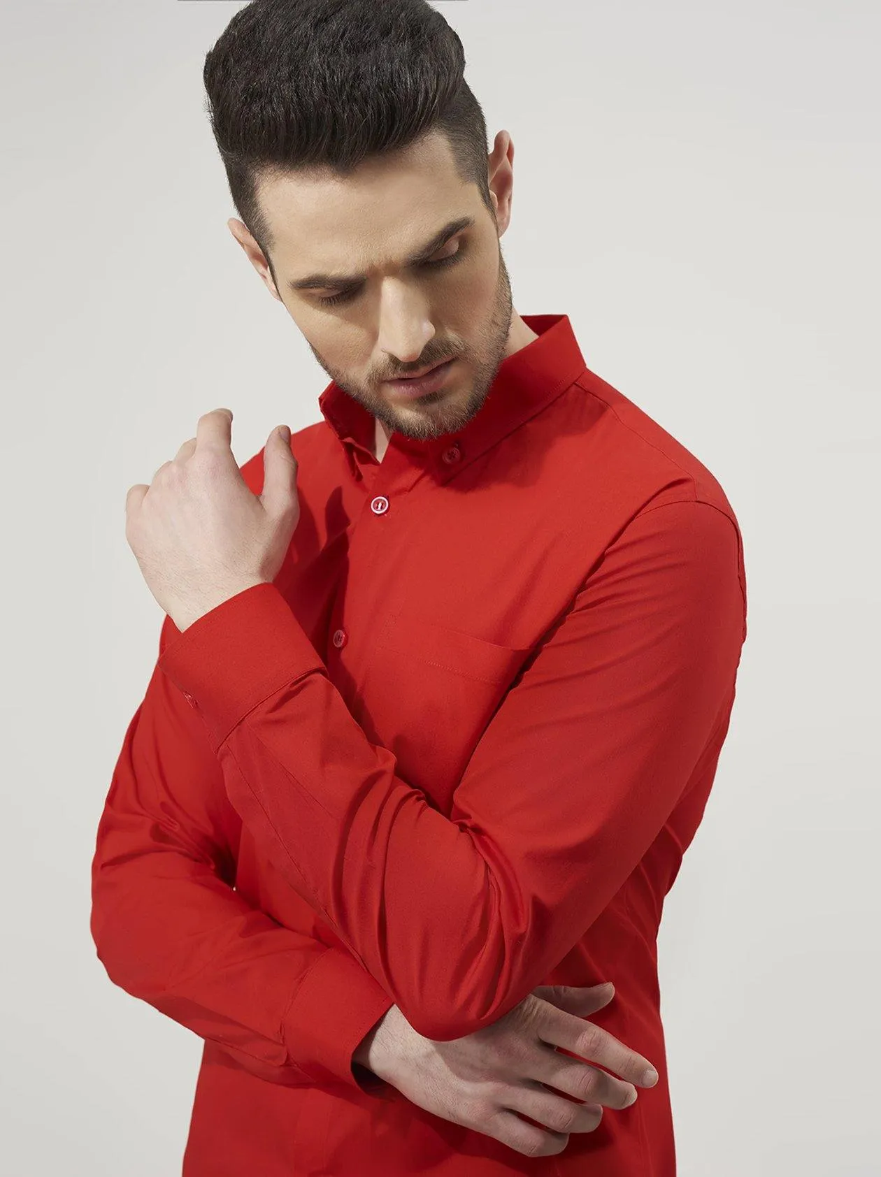Solid Bright Red Mens Shirt (GBN6026)