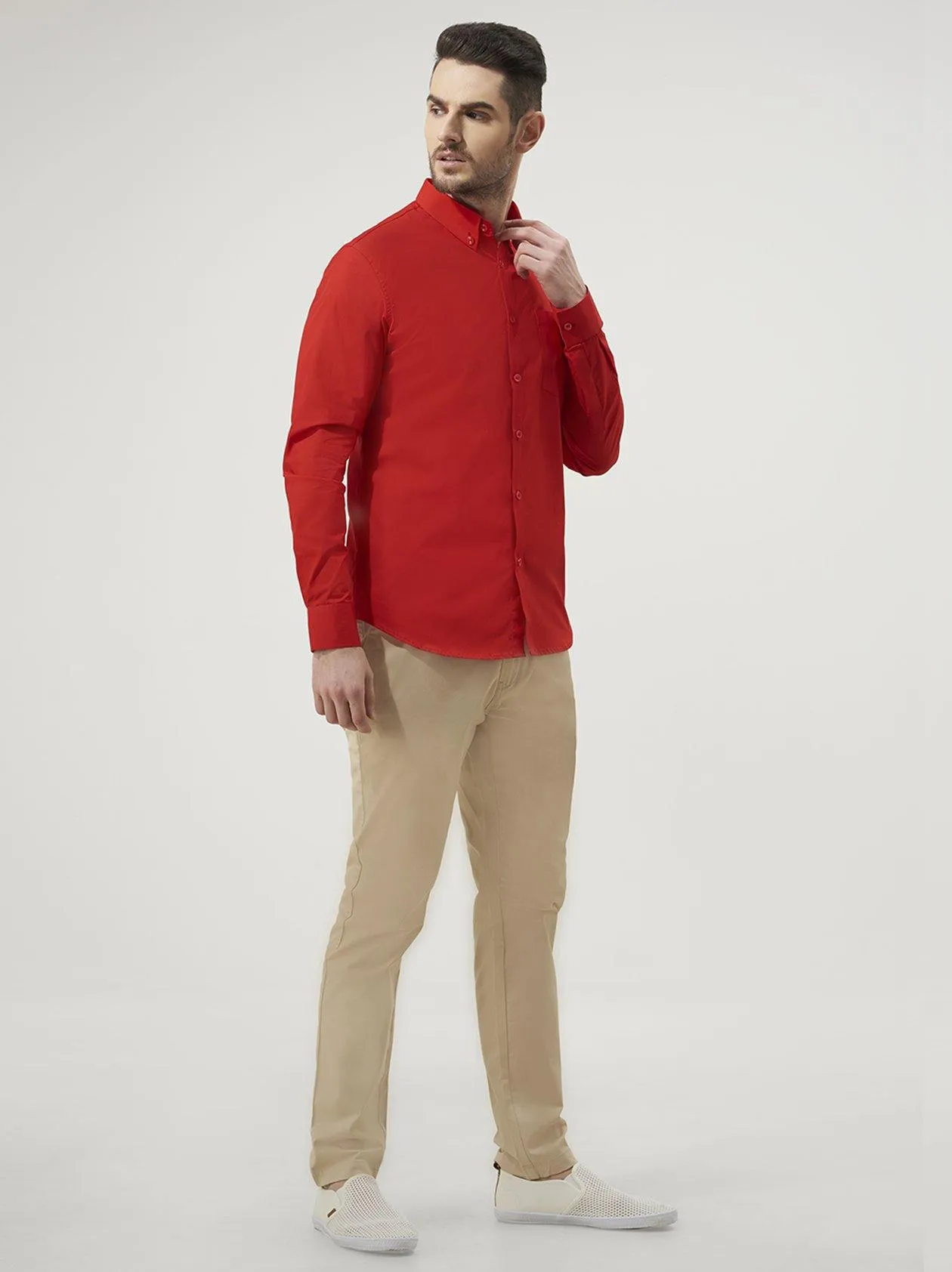 Solid Bright Red Mens Shirt (GBN6026)