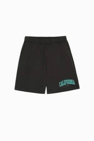 Sporty & Rich California Gym Shorts - Faded Black/ Spring Green