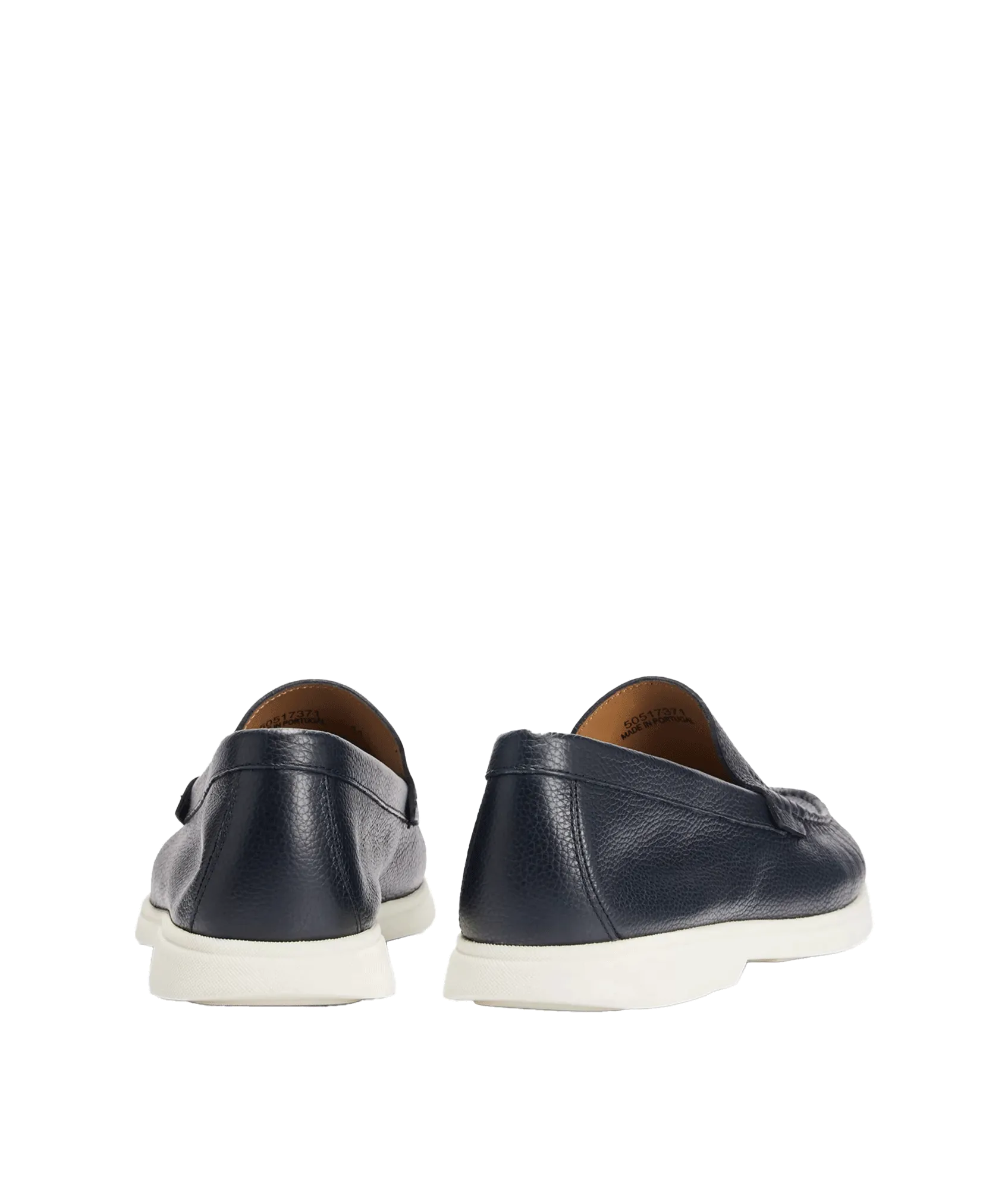 Tumbled-leather Loafers With Contrast Outsole - Navy