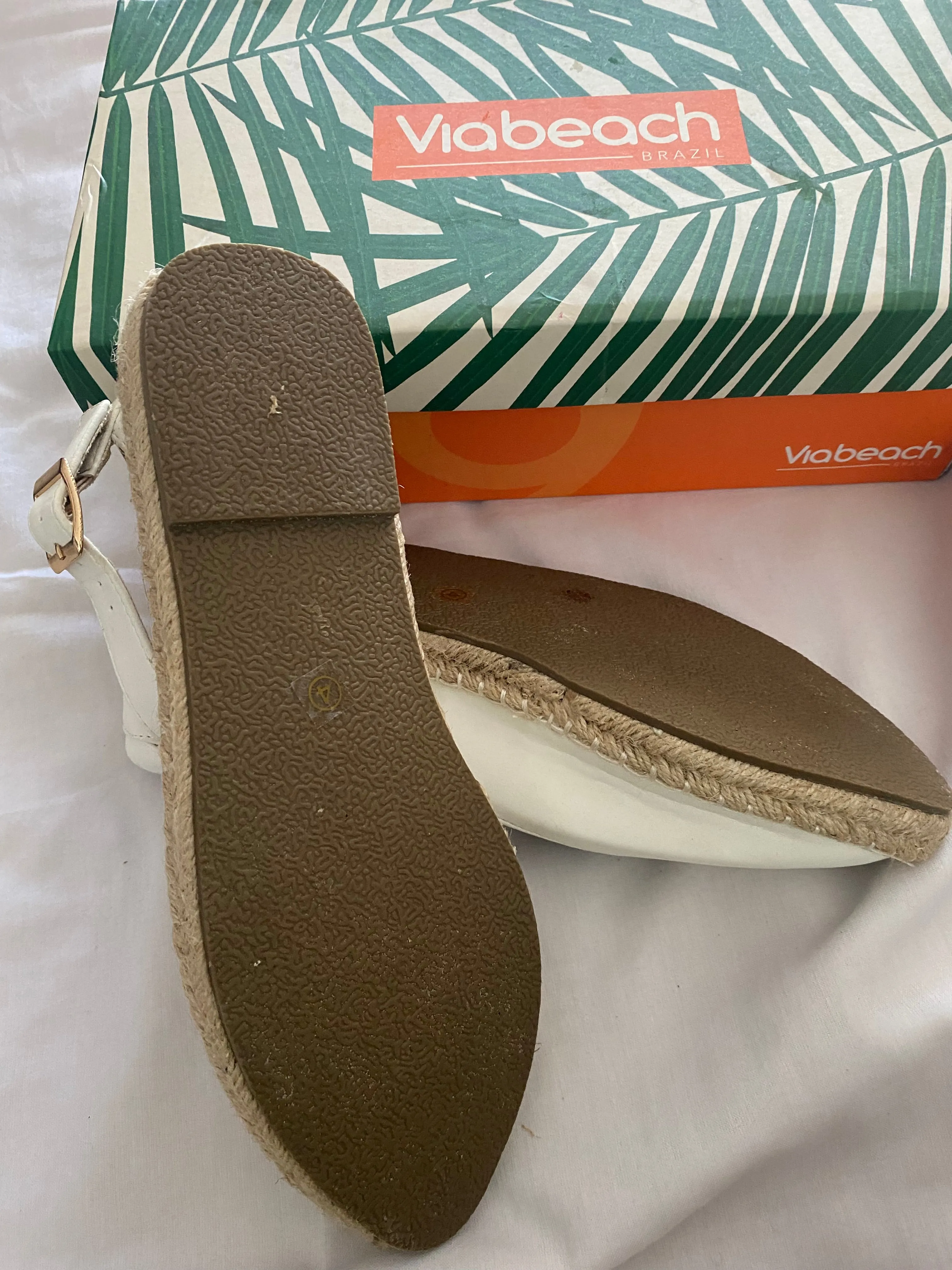 White Bamboo Faux Nubuck Espadrilles Mules