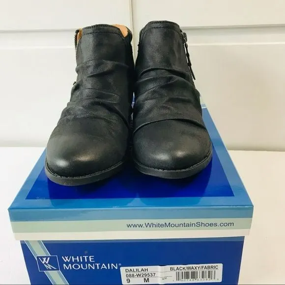 WHITE MOUNTAIN Black Dalilah Ankle Boot Size 9M